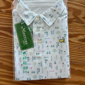 Masters Kids White Polo with Golf Motif